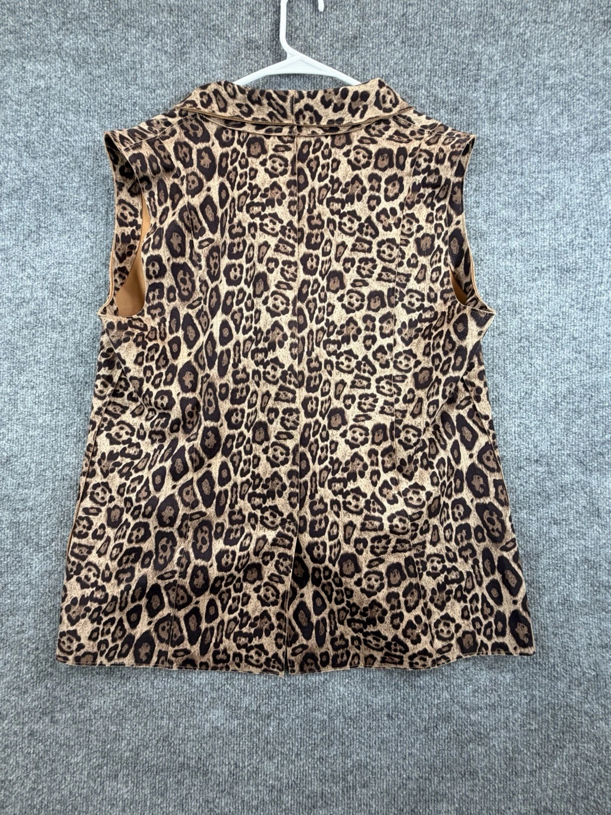 Chico's Leopard Print Fleece Zip Front Lined Vest Womens Size 2 Brown Black - product detail image 10