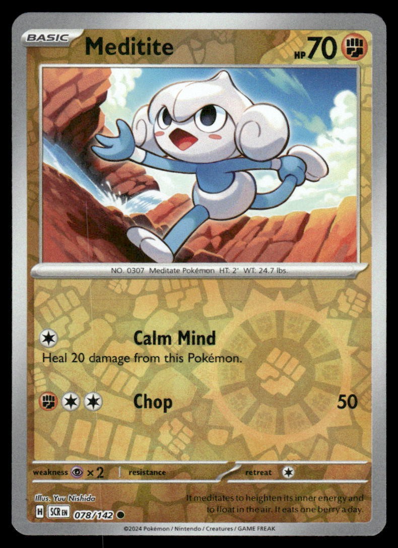 Meditite 78/142 Common Stellar Crown Pokemon Reverse Holo Near Mint