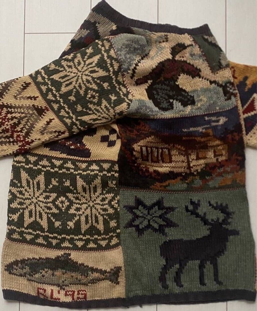 Ralph Lauren 90S Polo Rl'95 Patchwork Knit Men Vintage Limited Edition Rare Amer image 9