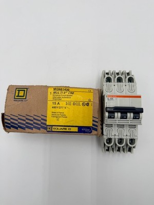 NEW MERLIN GERIN Multi9 C60 3-POLE 15A 480Y/277 V. CIRCUIT BREAKER D 15A