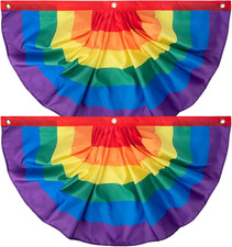 Pride Rainbow Pleated Fan Bunting Flag 1.5 X 3 Ft Gay Pride Rainbow Bunting Flag