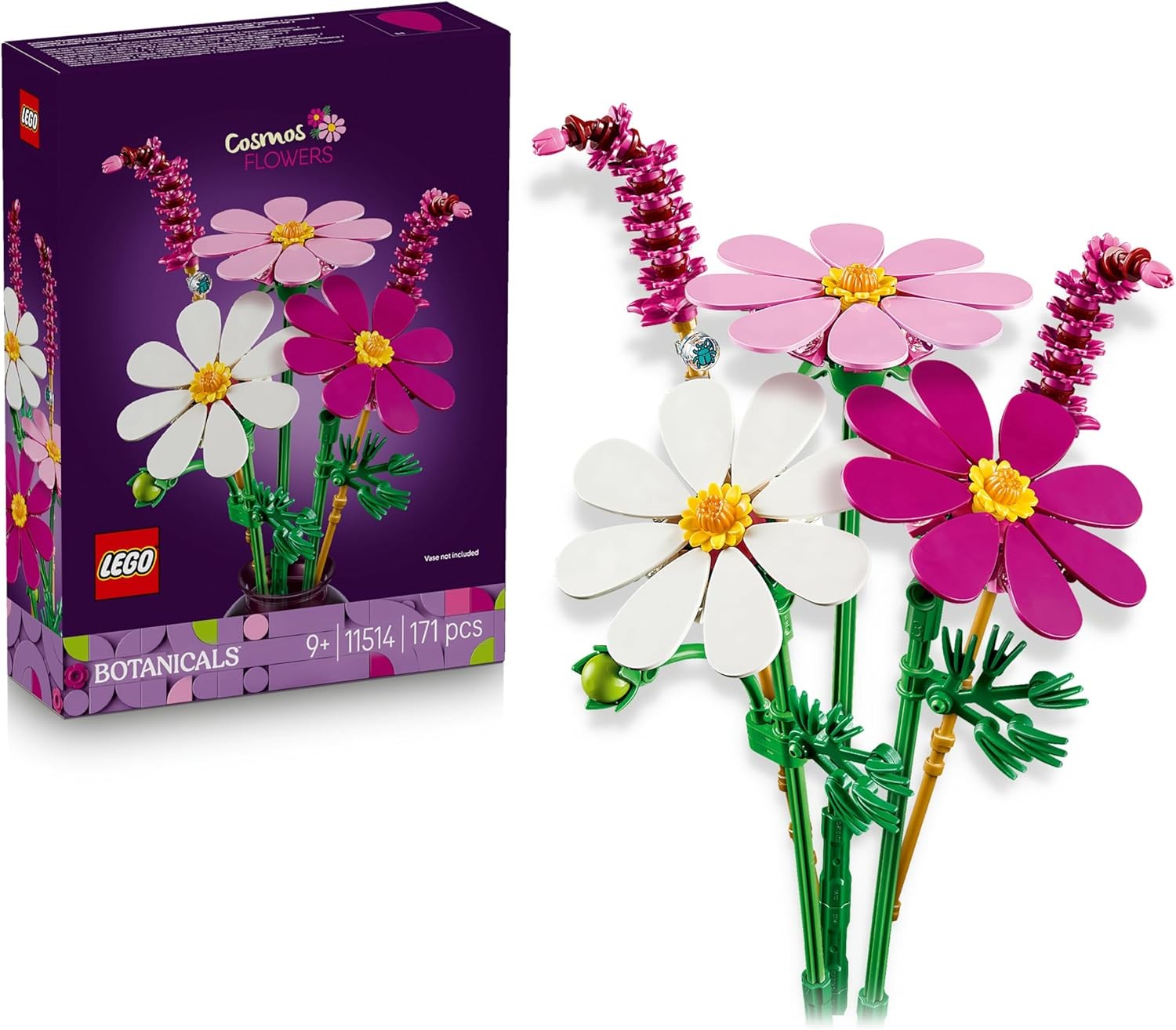 LEGO Botanicals Cosmos Flowers 11514 | Toys for 9+ Year Old Girls, Artificial Flower Bouquet, 3 Faux Cosmos, DIY Bedroom Decor, Birthday Gift, 171 Pieces - Image 2
