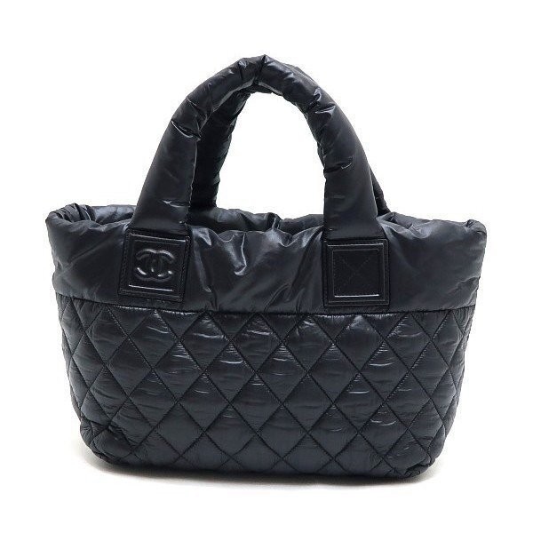 CHANEL Coco Cocoon PM Nylon Black Tote Bag with G Card Storage A48610