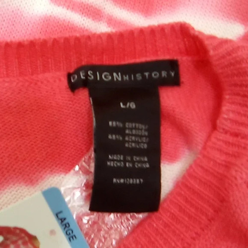 Design History Coral & White Tie-Dye Look Sweater - L - NWT - Picture 6 of 10