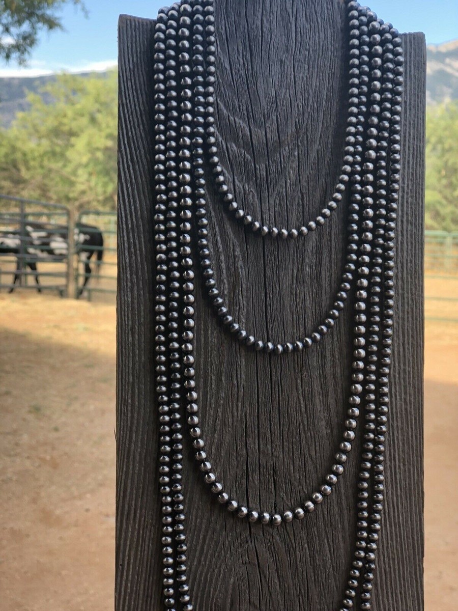アクセサリー Navajo Pearl Neckiace 5mm 40cm STERLING Sterling Silver 5mm Navajo Pearl Necklace — Cynthia Out West