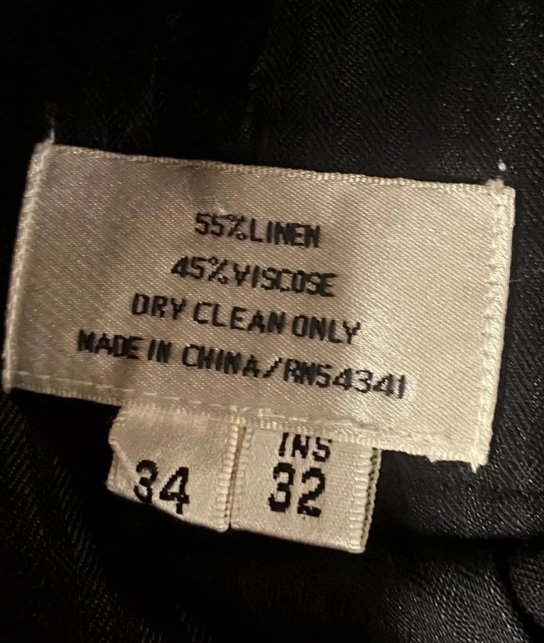 Pantalones de vestir Louis Raphael Rosso para hombre 34x32 negro lino columna tejido plisado Foto 4 de 4