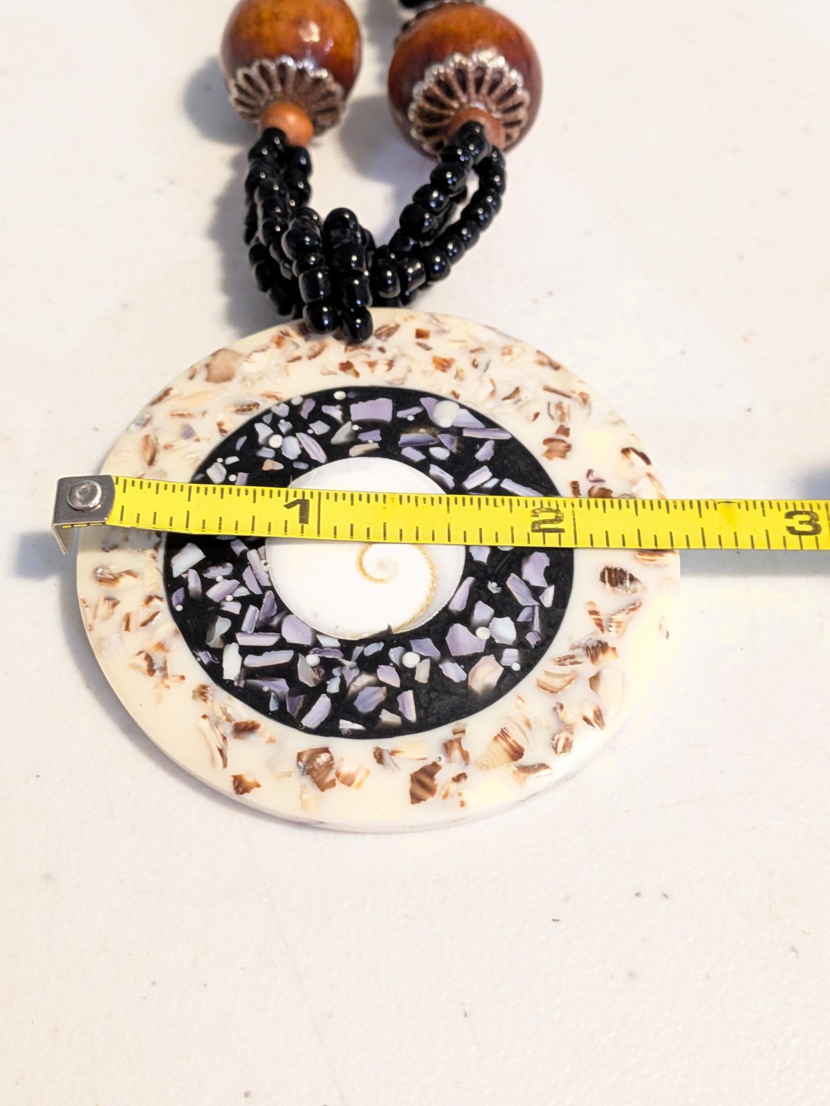 Abalone shell pendant seed bead statement necklac… - image 6