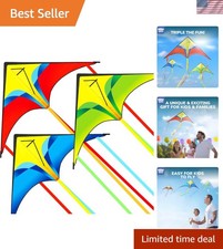 48.4'' Large Kites Easy to Fly for Kids Adults with 328.1 FT String, Beach Ki...