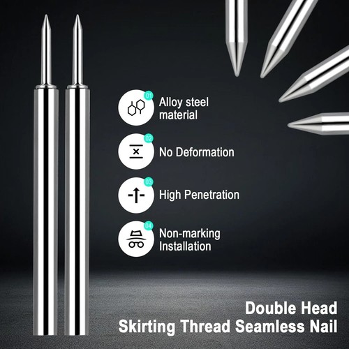250 Pcs Double-Head Skirting Thread Seamless Nail, Double-Headed Nails Invisible - Picture 2 of 2