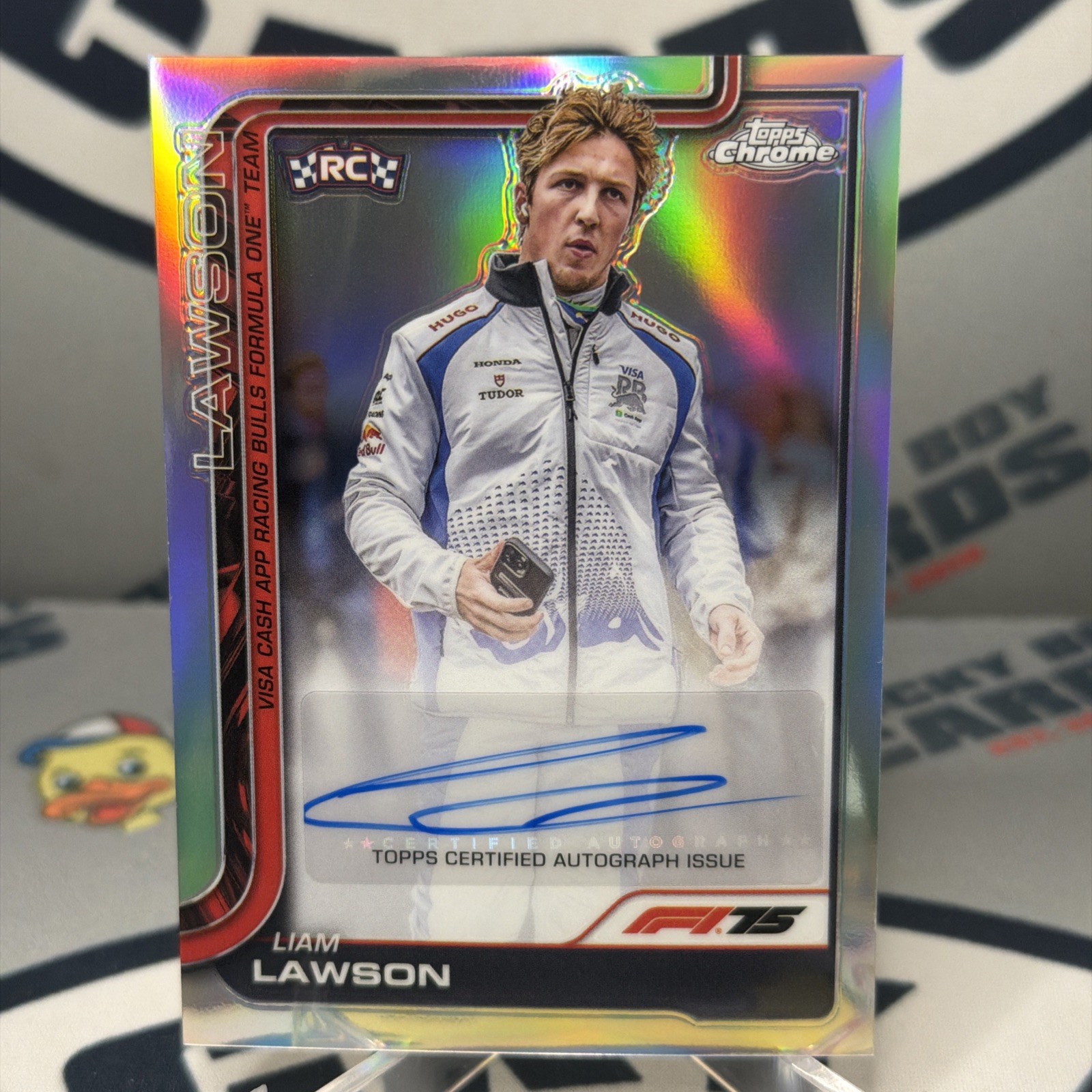 Liam Lawson 2025 Topps Chrome F1 #CAC-LAW Refractor Auto RC