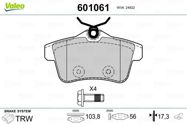 Valeo Bremsbelagsatz Scheibenbremse 601061 FüR RCZ 508 3008 C4 CitroËN DS 5008 1-image