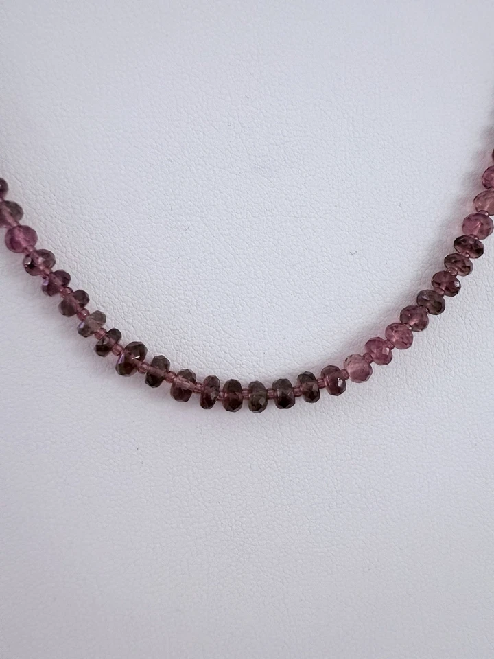 "Collar de cuentas facetadas graduadas turmalina rubelita 14k GF AAA 24""" Foto 3 de 4