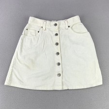 VTG 90s Esprit Corduroy Mini Skirt Women 5/6 White Carpenter Button Front USA