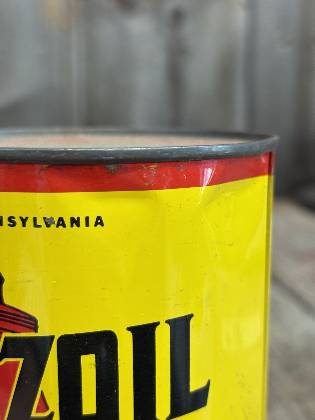 Vintage 1 Qt NOS Unopened Pennzoil Motor Oil Tin Can w/ Liberty Bell Advertising