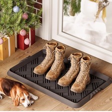 LFCONNECT Rubber Boot Tray, Shoe Trays for Entryway, 27" x 16" x 0.8", Black