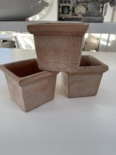 Trio of Square Small Terracotta Pots Brand New Ideal for Herbs Or Succulents