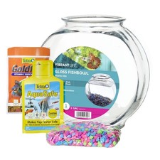 1 Gallon Glass Fish Bowl Starter Kit with Col...
