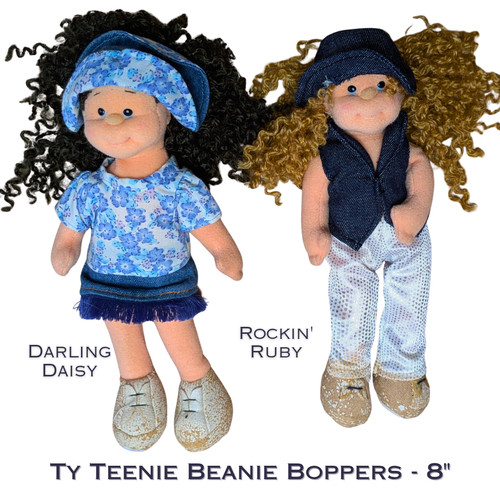 Ty Teenie Beanie Boppers Lot of 2  Darling Daisy Rockin Ruby 8" Poseable