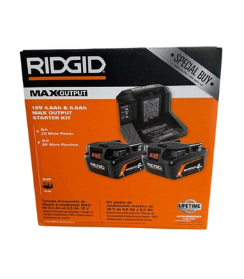 #ad NEW RIDGID MAX Output 18V Battery Starter Kit 6.0Ah 4.0Ah Charger $174.99