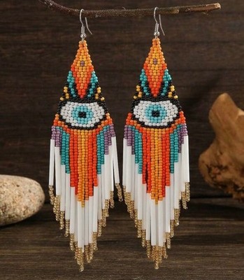 Handmade Seed Bead Fringe Earrings - Long Tassel Beaded Jewelry for Women