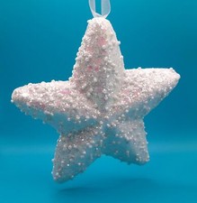 LARGE EMBELLISHED WHITE STAR CHRISTMAS ORNAMENT NEW