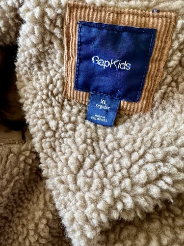 GAP Brand Kids Corduroy Sherpa Acorn Color Jacket Coat XL 12 Fall 2015 - Picture 13 of 15