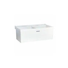 Mustee 27W Composite 2-Basin Wall Mount Tub Utility Sink with Drain White