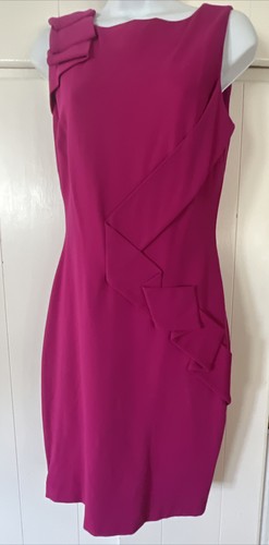 Cache women’s 6 M Magenta Pink appliqued Sleeveless body con sheath dress new