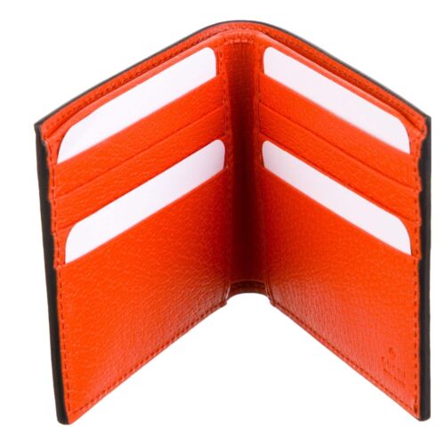Gucci G Detail Leather Bifold Wallet Black and Orange - Picture 3 of 3