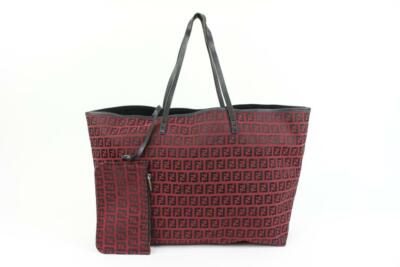 Fendi Dark Red Monogram FF Zucca Roll Tote with Pouch 64f322s | eBay