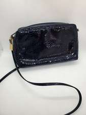 SAKS FIFTH AVENUE Vintage Snakeskin Bag Purse Navy Blue