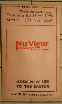 NU VIGOR 90G Watch Mainspring 8 x 14 x 10½ - .170 x .007 x 26.67 mm Replacement