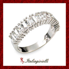 Solare Anello Veretta in Argento 925 Rodiato Oro Bianco Donna