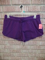 Women's Mix & Co Purple Stretchy Knit Elastic/drawstring Waist Shorts L Women's Mix & Co Purple Stretchy Knit Elastic/drawstring Waist Shorts L