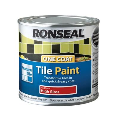Ronseal Einschicht Fliesenlack - Hochglanz Red Rose - 750ml - 3 x 250ml Dosen.