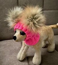 Pet clothes for small dogs Knit Snow Hat with Fur Pom Poms Nice Gift