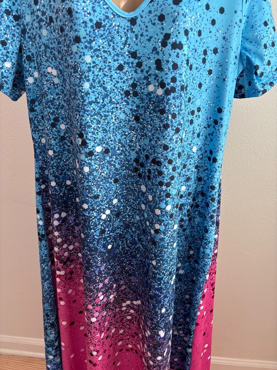 nater Dress, Short Sleeve, V Neck, Polka Dot, Geometric, Multicolor, Size 1XL View 2