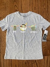 NEW Star Wars Mandalorian Baby Yoda The Child Grogu T Shirt 5/6 EAT SLEEP ATTACK