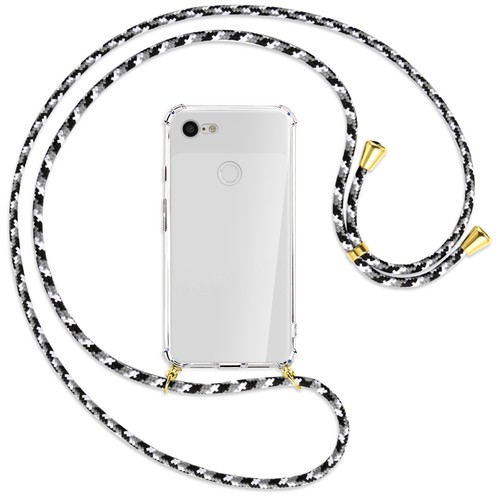 Coque Silicone Avec Cordon Pour Google Pixel 6 (6.4") - Transparente Noire - Modèle CAS-33737 - Neuf Sous Blister