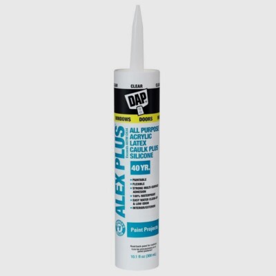 DAP ALEX PLUS Clear Acrylic All Purpose CAULK + Silicone 40 Year 10.1 oz 18152