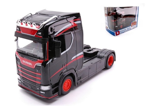 Modelo De Camión Estático Burago Scania S730 Highline Cab Negro Escala 1:43 - Imagen 2 de 4