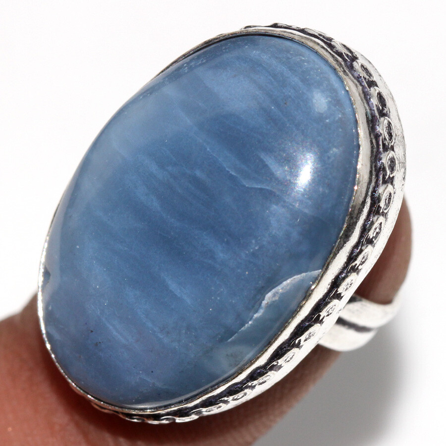 Owhyee Blue Opal Gemstone Handmade 925 Silver Ring US Size 4 New Arrival Jewelry