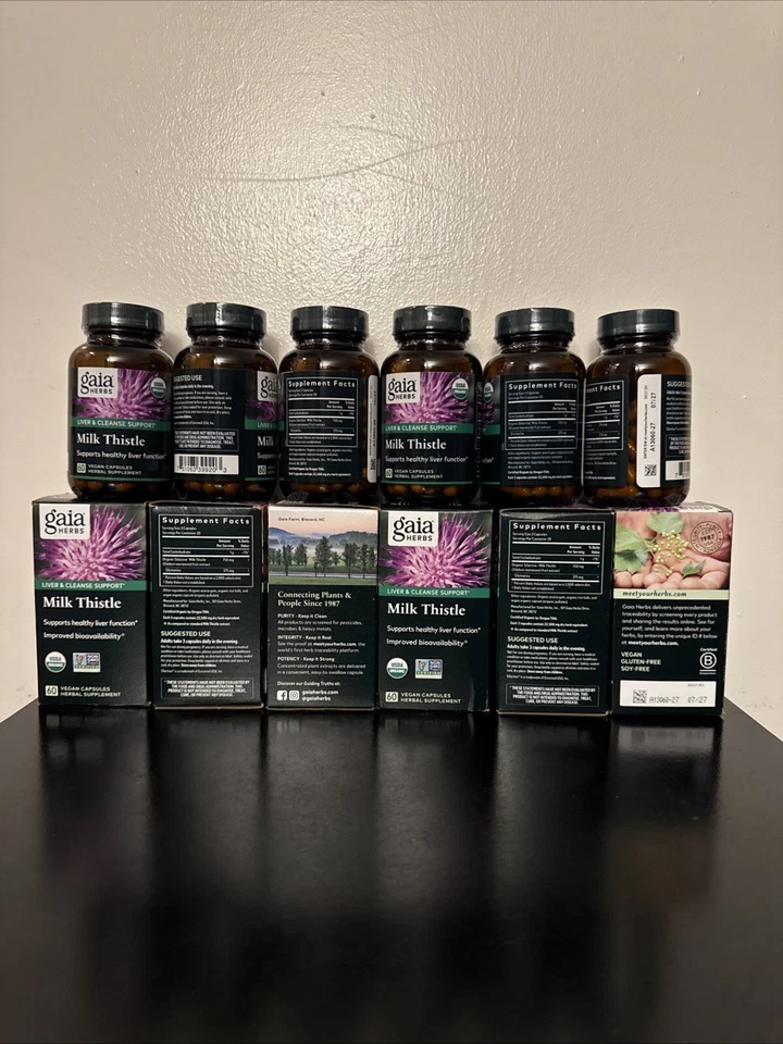 Cardo mariano Gaia Herbs, hígado y soporte de limpieza.  360 cápsulas veganas Foto 4 de 4