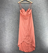 Express Dress Women M Medium Pink Maxi Long Zipper Sleeveless V-Neck Lined