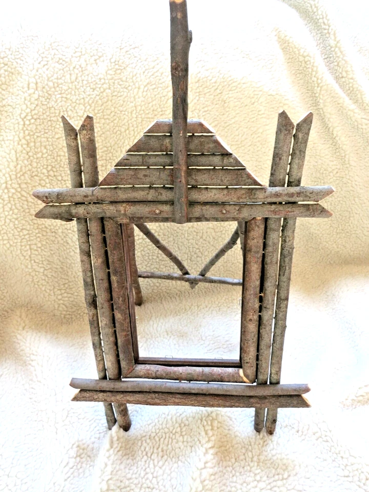 Adirondack Primitive Twig Wood Tree Branch Picture Frame 5x7 Reproduction 18x10" - Image 2 of 4