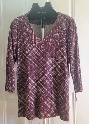 Daisy Fuentes Shirt Top Blouse ''My Favorite Basic'' 3/4 Length Sleeve Size XL