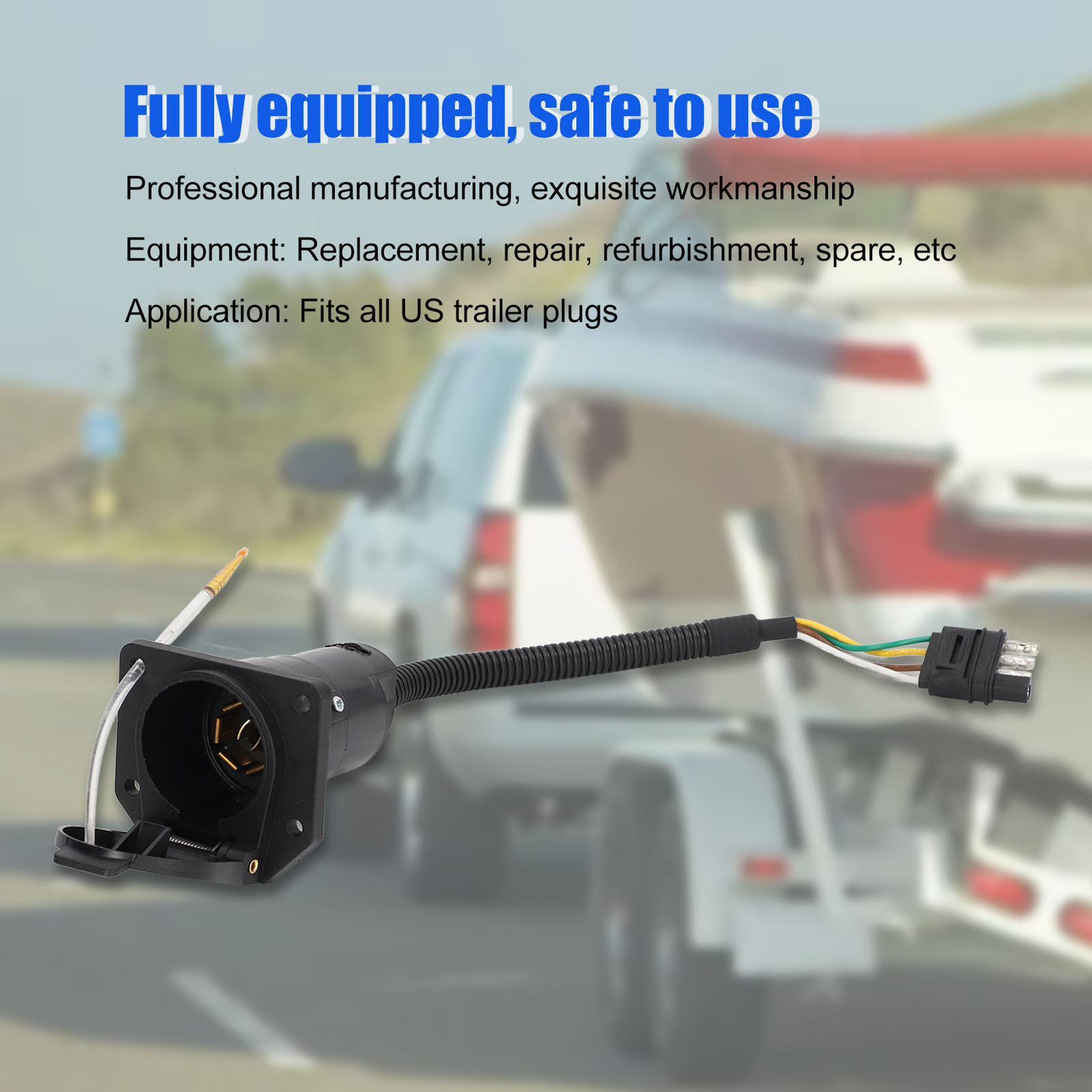 4 Pin to 7 Pin Trailer Plug Adapter Black Trailer Socket Adapter For