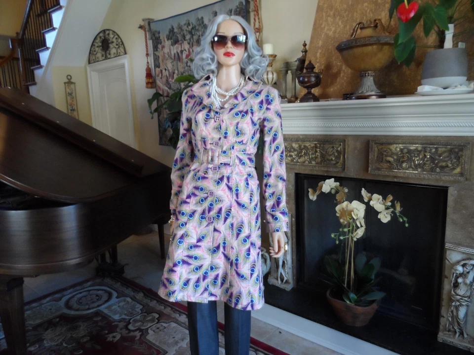 New Nanette Lepore Pink "Peacock" Gabardine Trench Coat SIze 8 - Image 3 of 4