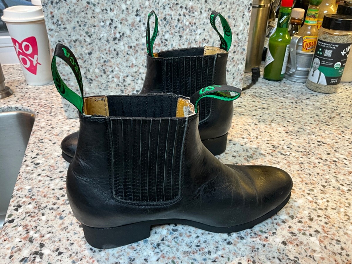 BOTIN CHARRO LA BARCA BLACK LEATHER BOOT SIZE WOMENS US