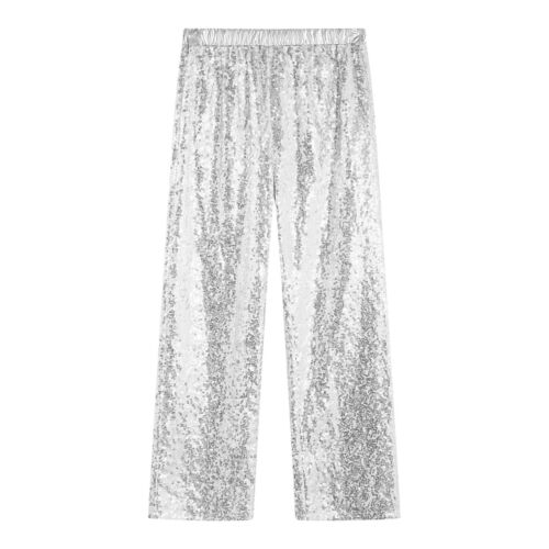 Kids Girls Dance Performance Trousers Sparkle Pants Sequins Streetwear Loose - Picture 42 of 81